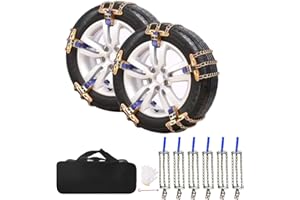 6 Pack 225-275mm Snow Chains, Universal Car Emergency Anti Slip Tire Winter Security Chains Width 8.9-10.8 Inch for Most Cars