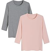 Latuza Women's Bamboo Viscose 3/4 Sleeve Top Slim Fit Crew Neck Shirt 2 Pack