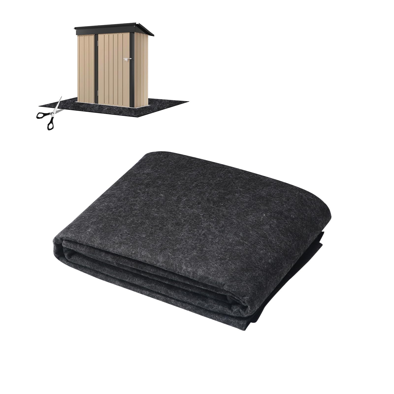 Outdoor Storage Shed Floor Mat, Waterproof Dustproof Anti-Slip Pad, Black Felt and PE Waterproof Membrane, Grips Sheet for Protect Shed Flooring from Wear (Small Size)