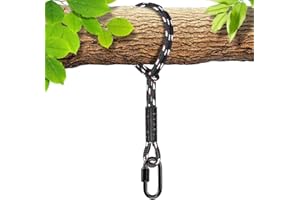 BeneLabel Tree Swing Rope, Hammock Tree Swing Hanging Strap, Heavy Duty Carabiner, for Indoor Outdoor Swing Hammock Playground Set Accessories, 4 ft, 1 Pcs, Black