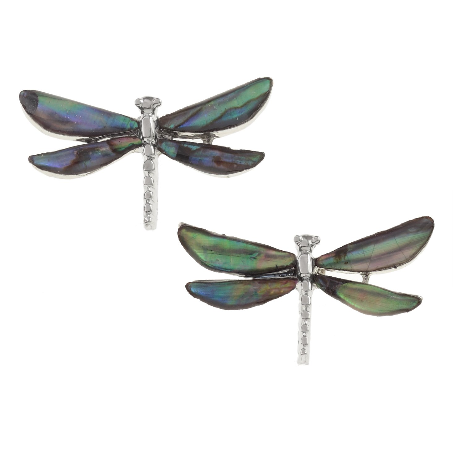 Kiara Jewellery Dragonfly Stud Earrings Inlaid With Natural Greenish Blue Paua Abalone Shell Non Tarnish Plating, Hypoallergenic
