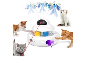 MOHAYA Interactive Cat Toys for Indoor Cats,4-in-1 Automatic Kitten Toy,Motion Activated Electronic Fluttering Butterfly,Track Balls, Moving Feather Toys for All Breeds,USB Rechargeable