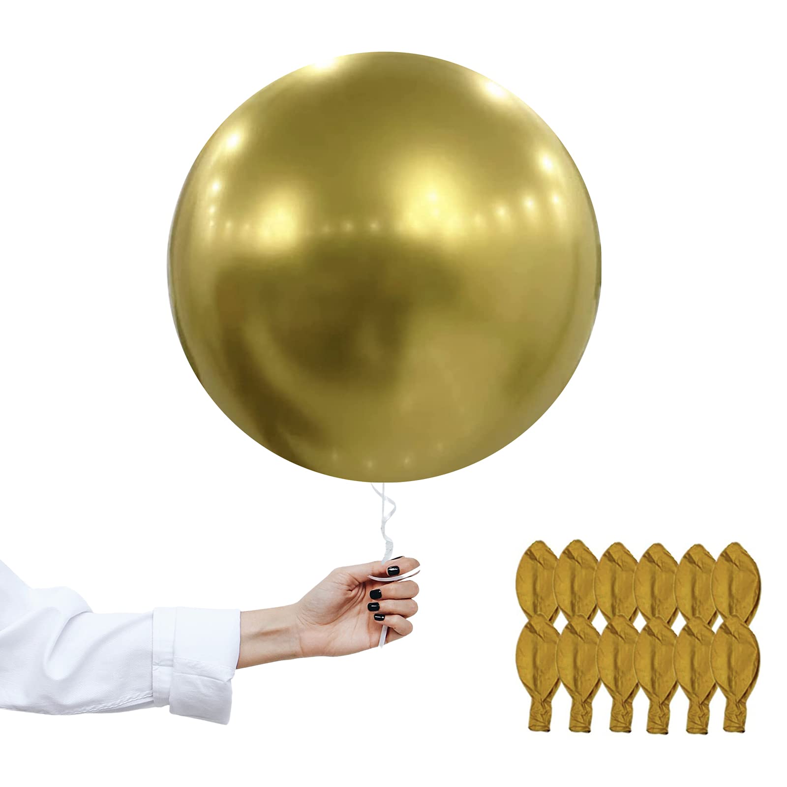 18 Inch Metallic Gold Balloons Latex Big Balloons,12Pcs Big Balloons.Decorations Party Balloon Helium Balloon Chrome Balloon.for Baby Shower Birthday Party Wedding Engagement Anniversary Festival