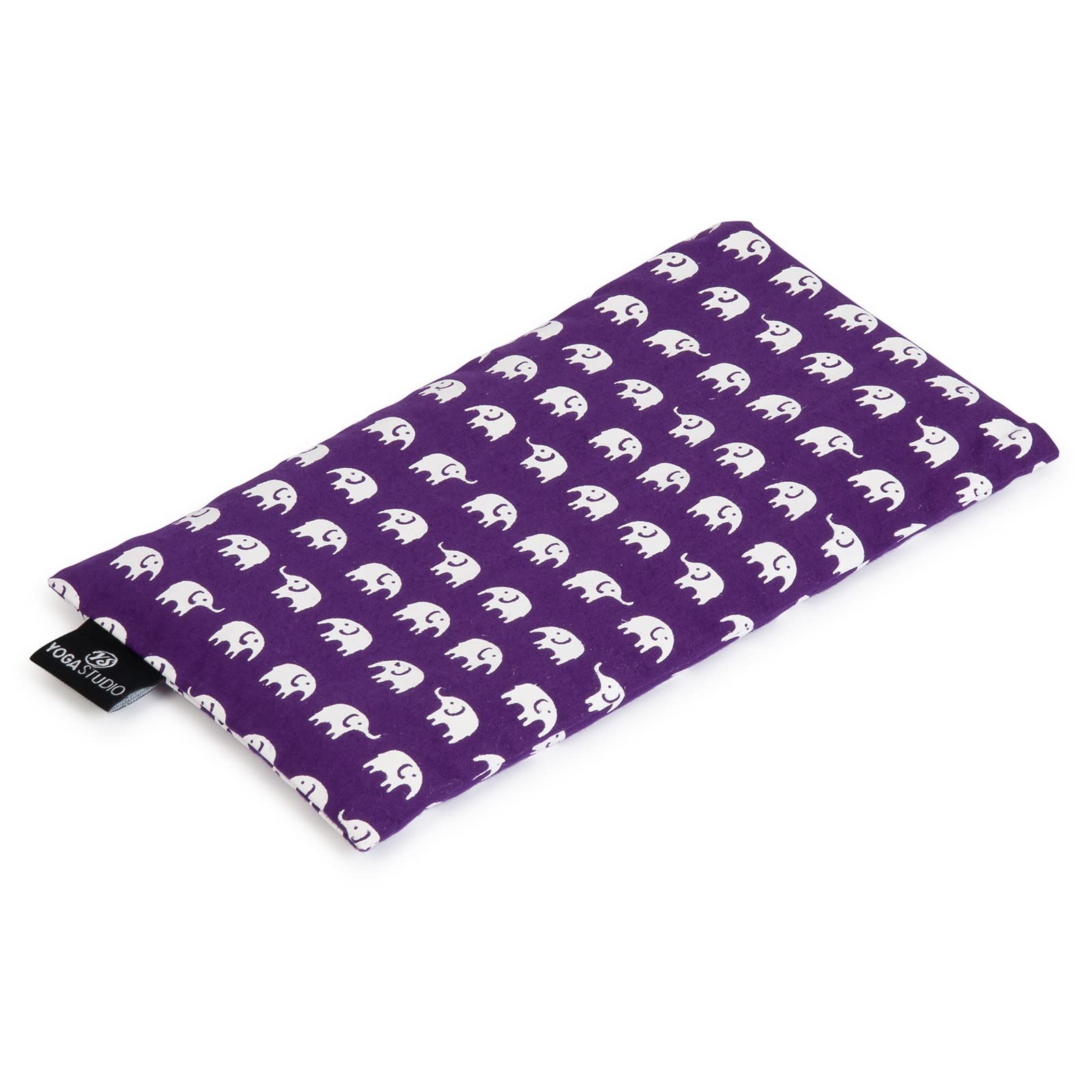 Yoga Studio Eye Pillow | 100% Organic Cotton Cover | Organic Lavender & Linseed Yoga Pillow | Stress Relief Weighted Eye Mask, Relaxation, Aromatherapy, Tired Eyes (Purple Elephant) — image 1