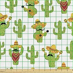 Ambesonne Cinco de Mayo Fabric by The Yard, Funny