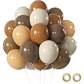 Retro Brown Neutral Balloons Set - 50 Pcs 12 Inch Dark Brown Apricot Sand White Latex Balloons for Thanksgiving Wedding Birthday Baby Shower Theme Party Decorations