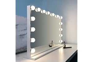 WAYKING Vanity Mirror with Lights Large Makeup Mirror Lighted Hollywood Makeup Vanity Mirror Tabletop or Wall-Mounted Mirror with Dimmable LED Bulbs and USB Port for Bedroom & Dressing Room