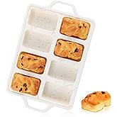 Vinino Silicone Mini Loaf Pans with Metal Reinforced Frame-1 Pack, Non-stick Silicone Bread Pan for Baking 8-Cavity, Tiny Banana Bread Pan Set, Dishwasher Safe Brownie Pan-Cream