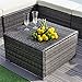 Wisteria Lane Patio Furniture Sofa Set, 5 PCS Outdoor Sectional Sofa Seating with Ottoman and Table, All Weather Grey Wicker