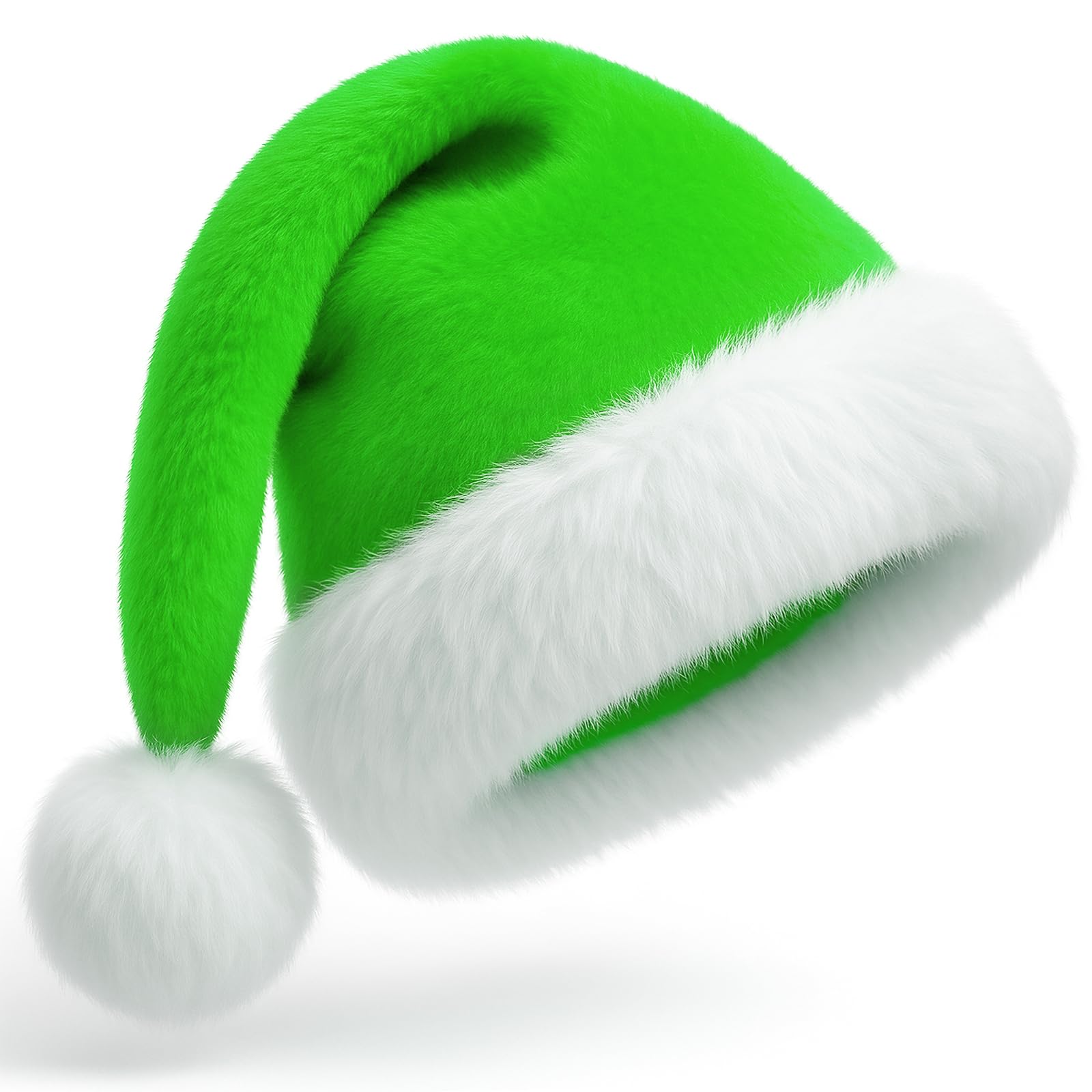 TLarder Santa Hats for Adults: Christmas Hats Adult Luxury Velvet Holiday Hat - Plush Xmas Santa Claus Outfit Hat for New Year Festive Party Gifts (Adult-Green)