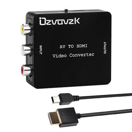 RCA auf HDMI,Ozvavzk 1080P AV auf HDMI Konverter AV zu HDMI Adapter Unterstützung PAL/NTSC mit USB Ladekabel und HDMI Kable