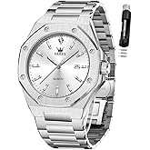 OLEVS Watches for Men Stainless Steel Business Dress Large Easy to Read Analog Watch Waterproof Luminous Casual Luxury Men Watch