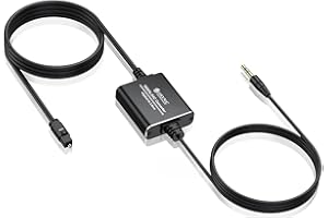 eSynic Portable 192kHz DAC Converter-2M/6FT Cable Long Optical to 3.5mm Audio Adapter- Aluminum Alloy Shell-from HDTV/Blu-Ray