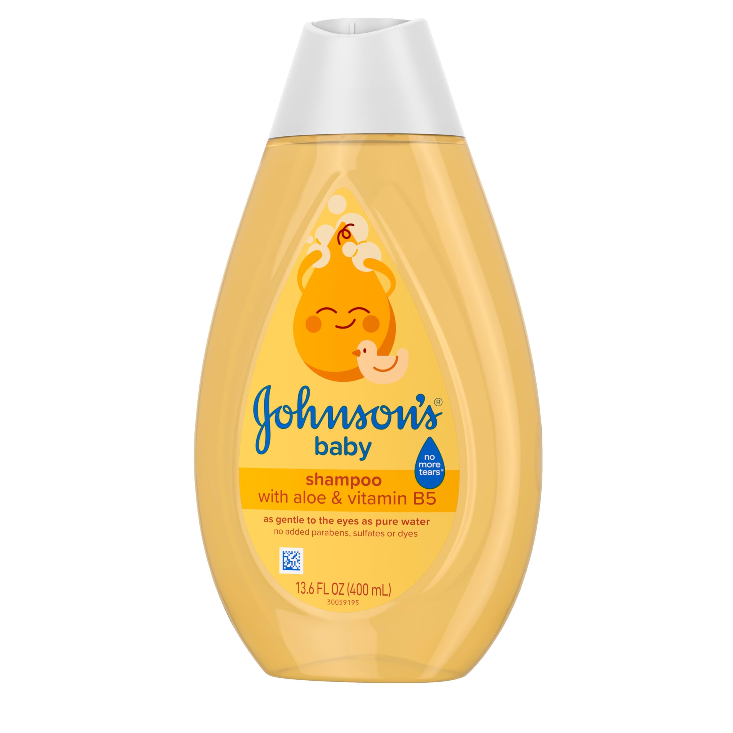 Johnson's Baby Shampoo with Aloe Vera & Vitamin B5, Tear Free, Newborn Essentials, No added Parabens & Sulfates, Hypoallergenic, 13.6 fl. oz