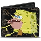 Buckle-down Pu Bifold - Primitive Sponge Pose/Pose Outline Black/Brown Bifold Wallet, Multicolor, 4.0 x 3.5 US