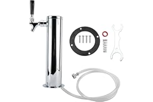 LuckyHigh Single Faucet Draft Beer Tower, Single Tap Stainless Steel Polished Beer Kegerator Tower with 3" Column for Home Br
