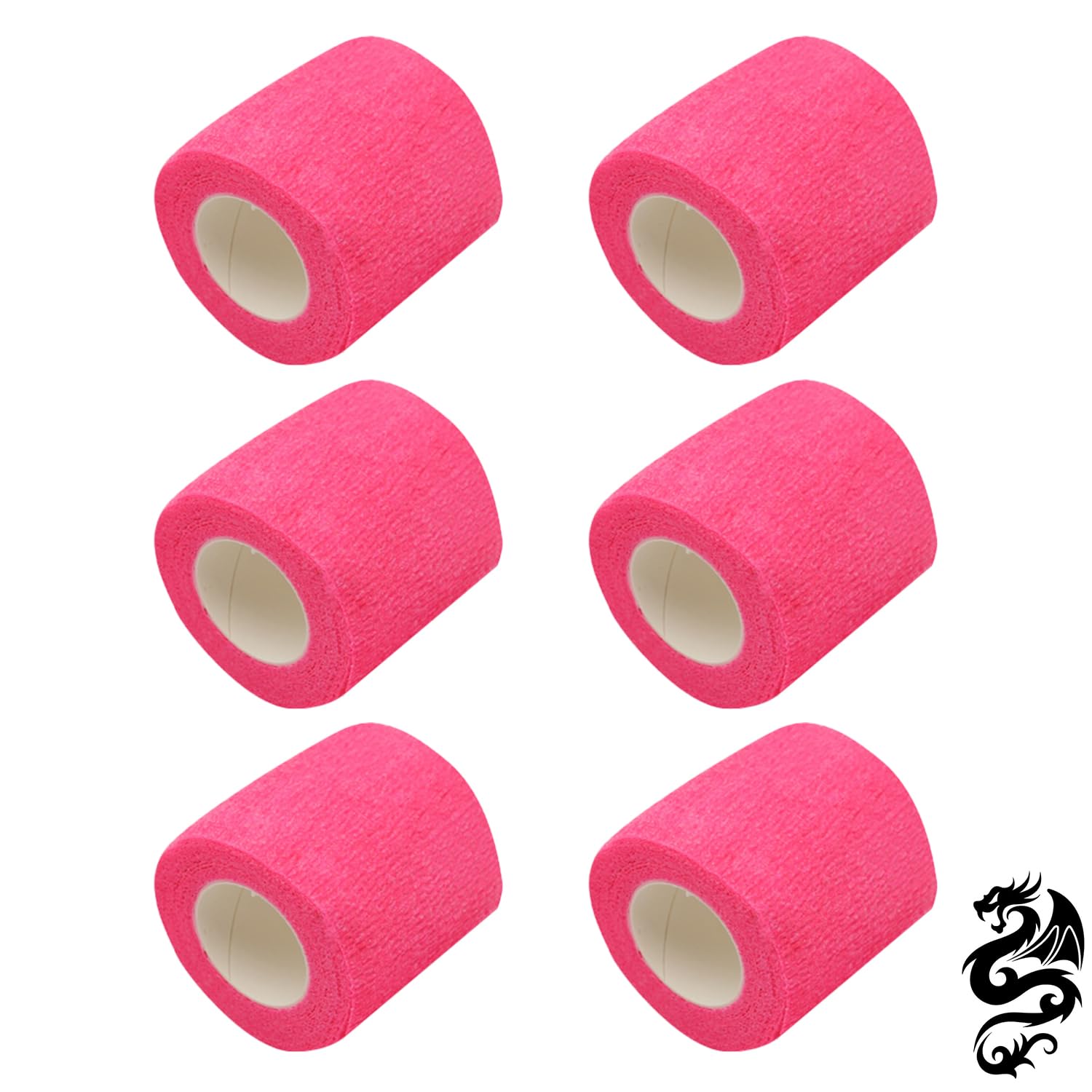 Miaija 6 Rolls Tattoo Grip Needle Bandage 5 Cm Wide Tattoo Grip Cover Wrap Tape Elastic Self Cohesive Tattooes Needle Bandage for Machine Grips Tube Accessories (Pink)