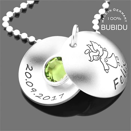Taufkette 925 Silber Engel mit Gravur ?? Taufmedaillon Taufschmuck mit Namen Medaillon zur Taufe Schutzengel Kette Patenkind 