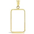 Roy Rose Jewelry 14K Gold Tab Back Frame Pendant for Swiss Pamp Suisse Credit Bar | Open Bezel for Jewelry Making, Gold Charms, Necklace Charms, and Bezels for Crafting & Accessories