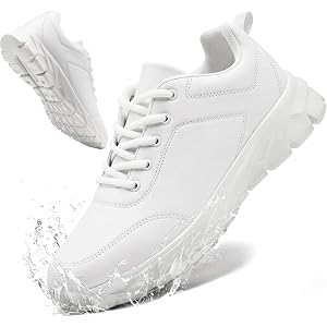 Non Slip Work Shoes for Men Leather Waterproof Kitchen Restaurant Sneakers | Oil & Slip Resistant Chef Food Service Shoe,Ligh