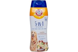 Arm & Hammer for Pets 5-in-1 Pet Shampoo with Conditioner, Vanilla Sandalwood Scent - Deodorizing, Skin Soothing, and Moisturizing Ingredients, Dog Oatmeal Shampoo with Aloe and Shea Butter, 20 Fl Oz