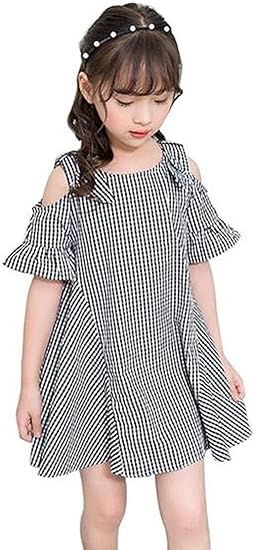 Amazon ウンセン ワンピース キッズ 女の子 チェック柄 ワンピース 肩出し フレア ドレス 子供服 ドレス オープンショルダー ワンピース 入学式 発表会 結婚式 フォーマル 通販
