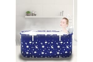 HOTMAX Portable Bathtub for Adult, Foldable Soaking Freestanding Collapsible Tub for Shower, Cold Plunge Tub for Ice Bath,Hot Bath Tub, SPA Bath Tub with Inflatable Pillow,Seat for Bathroom
