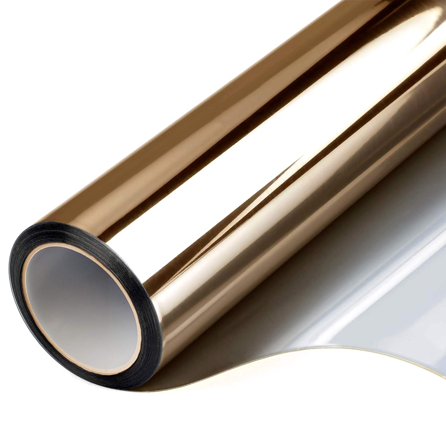 One Way Privacy Window Film Static Cling Vinyl,Window Tint Heat Control Anti-UV Stained Glass Tinting Non-Adhesive Skylight Shade Coverings for Home and Office 35.4 Inch x 6.5 Feet Brown Silver