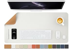 HOMIEAZICOZI Cork Desk Mat - Dual-Sided Desk Pad for Office and Home - Desk Organization and Accessories - Ideal for Large Mouse Pad and Desk Mats on Top of Desks(White,36"x 17")