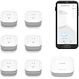 YoLink Smart Home Starter Kit: Hub & Water Leak Sensor 4 with 105dB Audio Alarm 6-Pack, SMS/Text, Email & Push Notifications, Freeze Warning, LoRa Up to 1/4 Mile Open-Air Range, w/Alexa, IFTTT