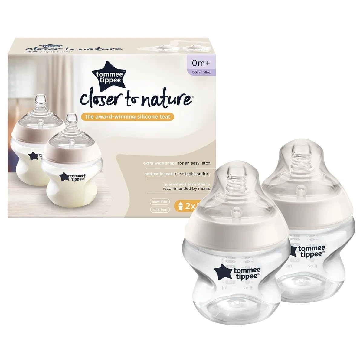 Tommee Tippee Closer to Nature 150 ml/5oz Bottles x 2