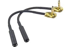 WJSTN Right Angle 6.35 mm Male to 6.35 Female Adapter Gold Plated ¼ inch ts to ts Pancake Type Connectors Cable for Speaker Patch Guitar (TS Male to TS Female)