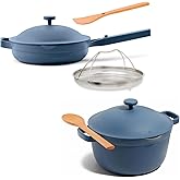 Our Place Cookware Duo | 7-Piece Ceramic Cookware Set with 10.5" Always Pan 2.0, 5.5 Qt Perfect Pot & Strainer Basket | Induction & Oven Safe up to 450°F | Nonstick, Non-Toxic Cookware | Blue Salt