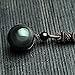 OK-STORE Natural Black Obsidian Rainbow Eyes Stone Necklace Pendant, 16mm Obsidian Bead with Woven Cotton Cord, Talisman Dedication of Wellness and Wealth