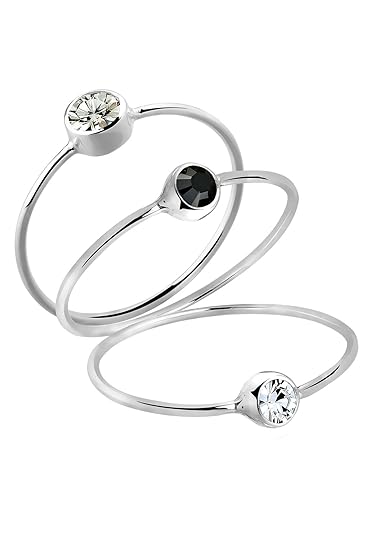 Elli Damen-Stapelring Ring bunt Basic 925 Silber Kristall Brillantschliff grau