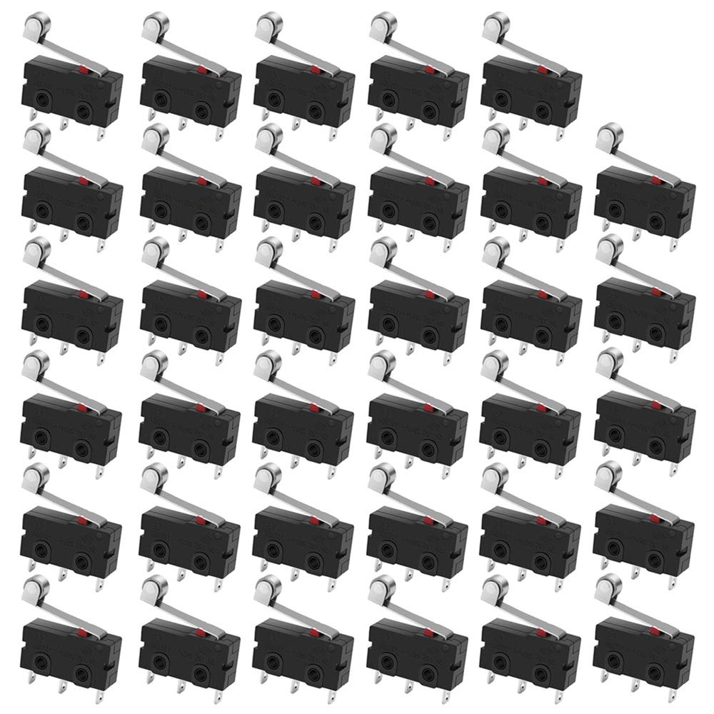 GTIWUNG 35PCS Momentary Hinge Metal Roller Lever Micro Switch Mini Micro Limit Switch AC 5A 125 250V SPDT 3 Pins