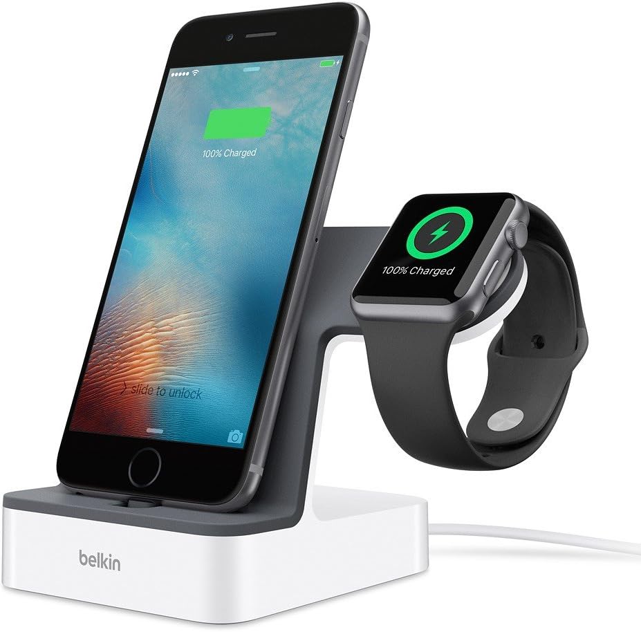 Belkin PowerHouse Charge Dock for Apple Watch + iPhone, iPhone Charging Dock for iPhone XS, XS Max, XR, X, 8/8 Plus and More, Apple Watch Series 4, 3, 2, 1