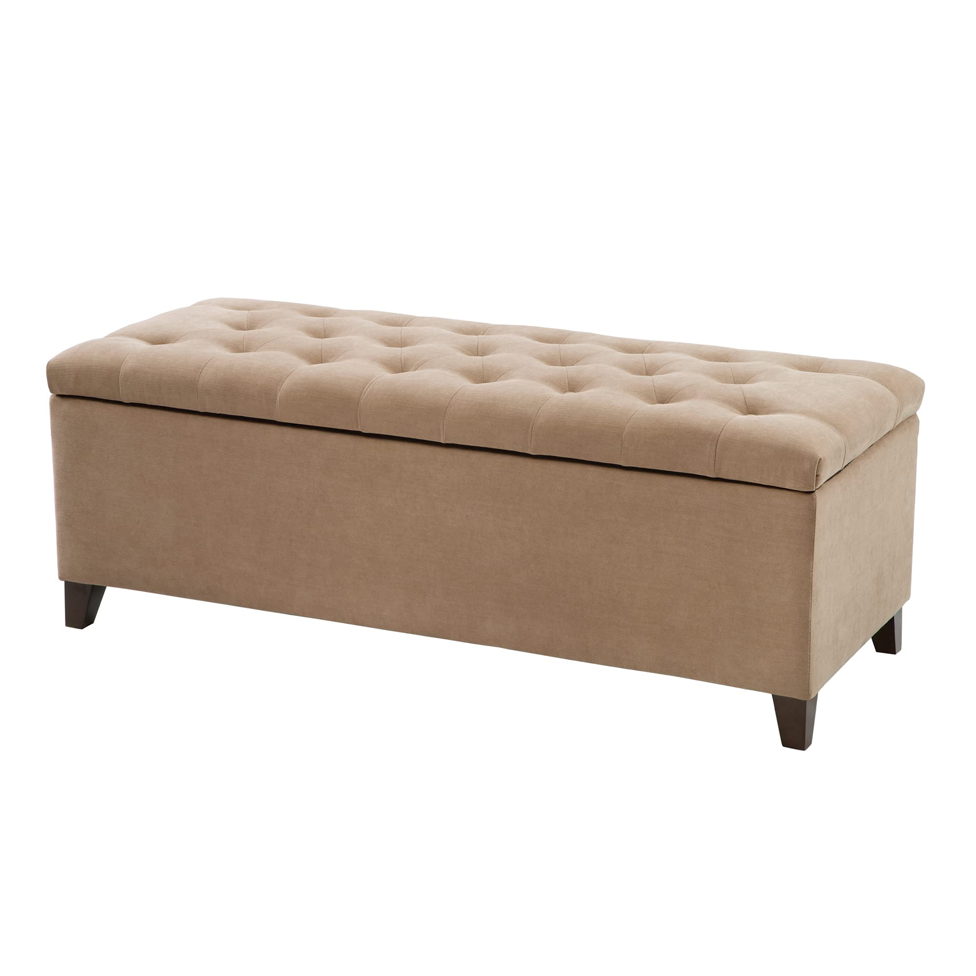 Photo 1 of Madison Park Entryway Accent Bench for Living Room Flip Top Storage Chest, Shandra Tufted Top Upholstered Storage Bench End of Bed for Bedroom Furniture, Indoor Seating, 49"Wide, Sand