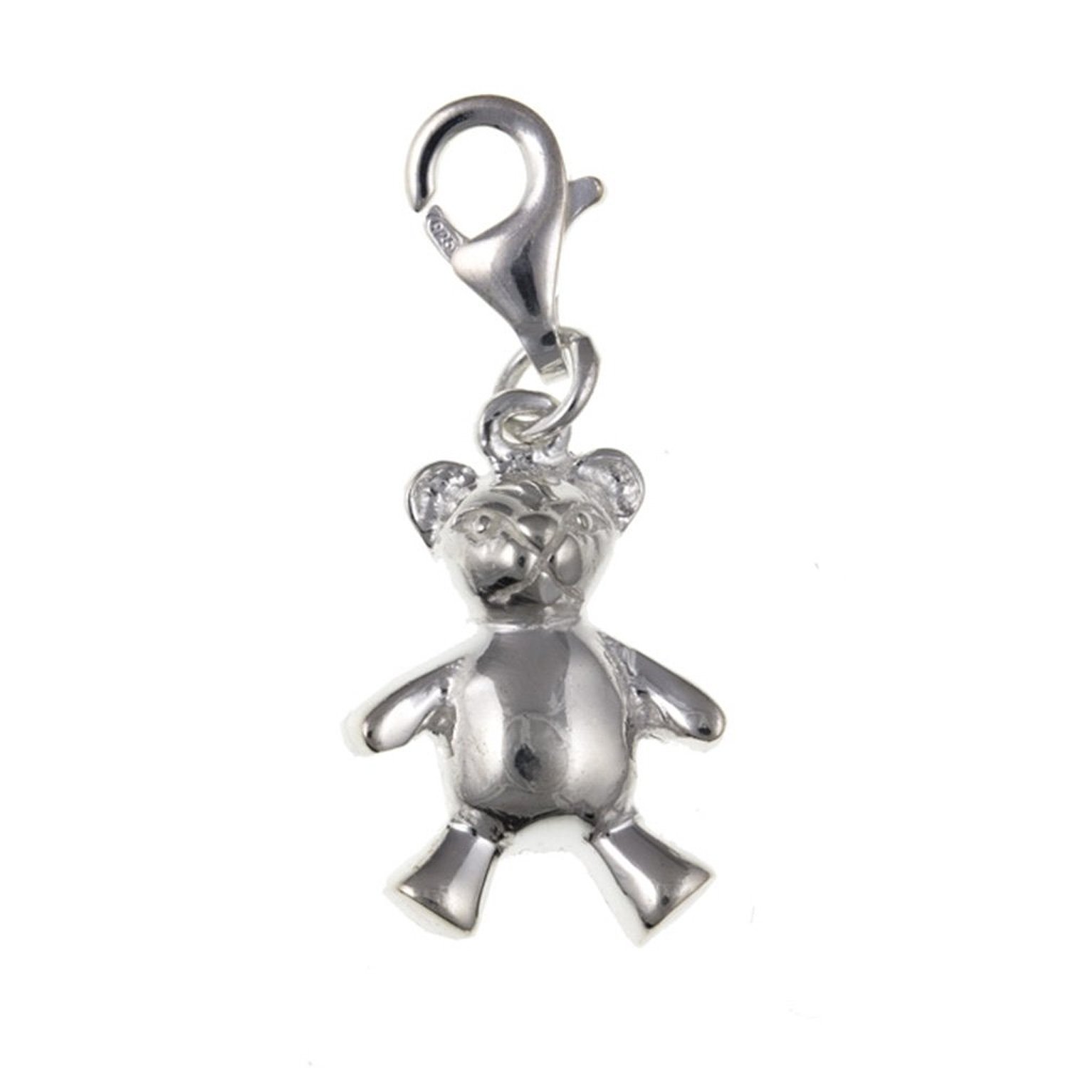 Teddy Bear Sterling Silver Clip On Charm Pendant with Lobster Clasp for Women - Compatible with Thomas Sabo Charms Bracelet - Women's Clasp Charms