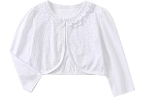 YeeLauf Girls Bolero Shrugs 3/4 Long Sleeve Light-Weight Bolero Cardigan Dress Cover Up for Communion