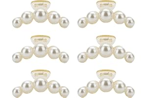 Loanzeg 8pcs Bridesmaid Proposal Gifts 4.1 Inch Square Set of 8 Bachelorette Hair Claw Clips ideas Bridal Shower Gift for Wedding Party Favors (6pcs Bead Champagne)