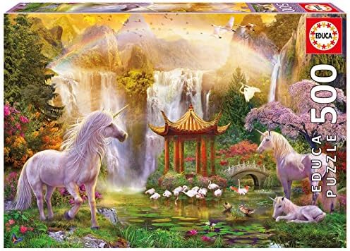 Educa Unicorn Valley of The Waterfalls Puzzle (500 Piece), One Color