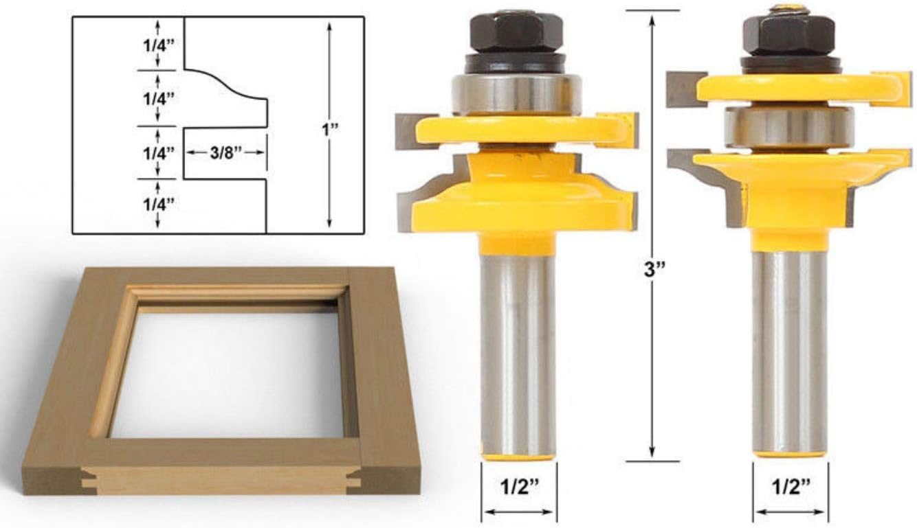 APLUS 3Pcs Tongue Groove Router Bits Set, 1/2" Shank Ogee Rail & Ogee Raised Panel Router Bit Set, Wood Milling Cutter Woodworking Tool - Image 4