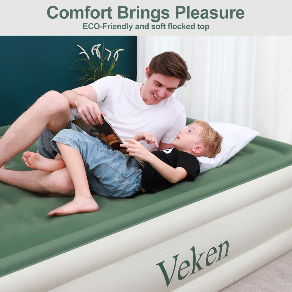 Veken Queen Air Mattress with Builtin Pump, Inflatable 18" Elevated