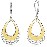 925 Sterling Silver Teardrop Dangle Earrings for Women Hammered Layer Drop Dangle Earrings Jewelry Hypoallergenic Boho Teardrop Leverback Dangle Earings for Jewelry Gifts