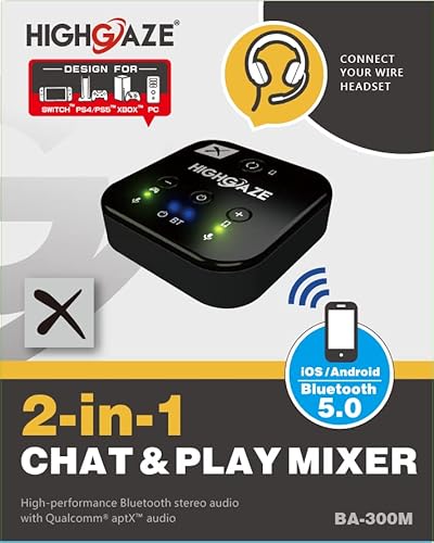 HIGHGAZE Bluetooth Chat Play Audio Mixer Accessory for Switch