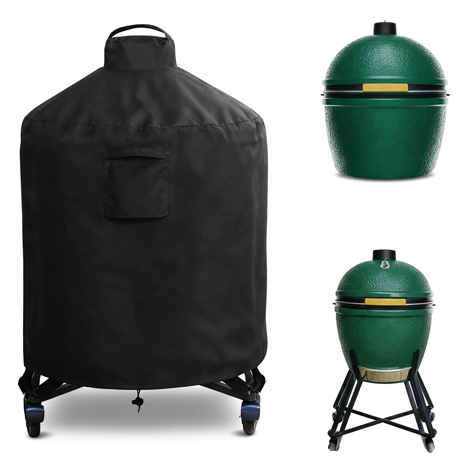 WOMACO Cover for Large Big Green Egg Waterproof Ceramic Grill Cover Heavy Duty Outdoor Small Medium XL Smoker Green Egg Ventilated Protective Covers (X-Large, Black)