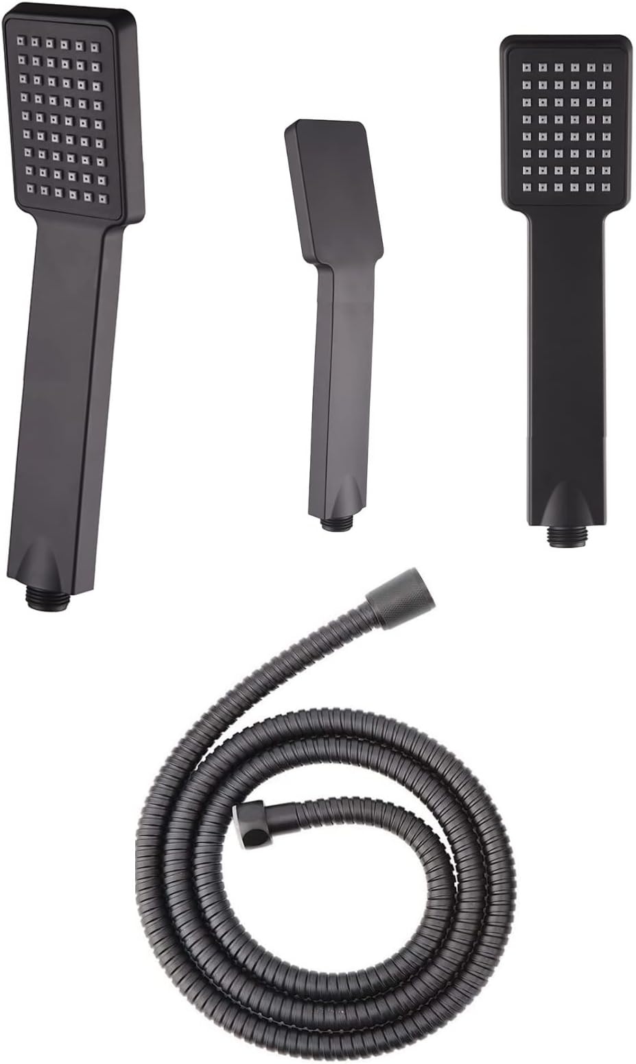 Hairstore Black 1 Mode Slim High Pressure Shower Head 2m Hose ABS Chrome ABS