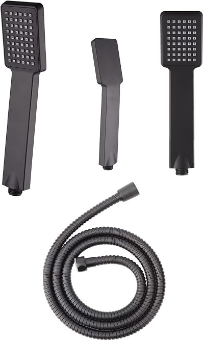 Hairstore Black 1 Mode Slim High Pressure Shower Head 2m Hose ABS Chrome ABS