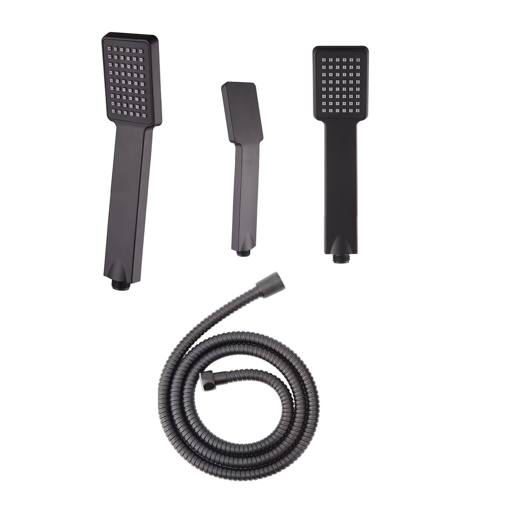 Black matt Universal 1 Mode Shower with Shower Hose 1.5 m Slim Square High Pressure Shower Head Rainfall Hand Held Water Saving Bathroom Handshower
